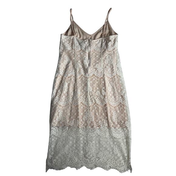 Forever 21 Womens Nude Lace Dress Size XS White Lace Overlay Slip Dress V-Neck - Picture 2 of 9